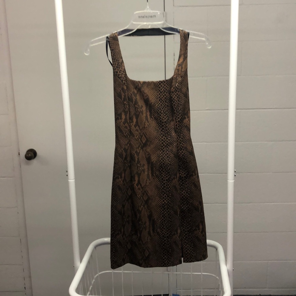 Faux snake skin cocktail dress with halter top
